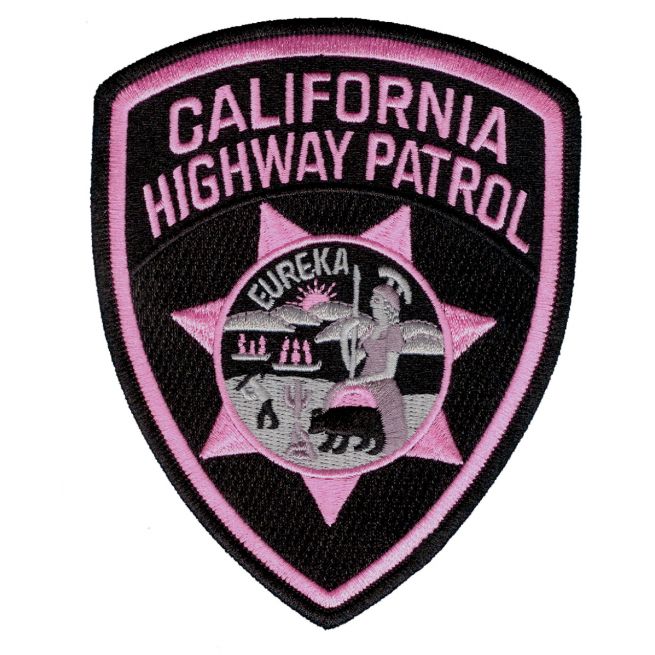 CALIFORNIA HIGHWAY PATROL, CHP PINK SHOULDER PATCH - SEW ON.